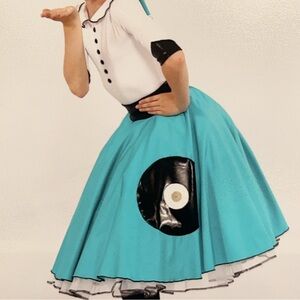 Kids Retro Dance Costume in Blue and White